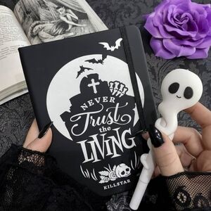 Killstar “Never Trust The Living” Journal – Black Hardcover Notebook | Deadstock